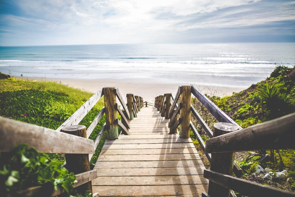 Wooden steps down to the beach