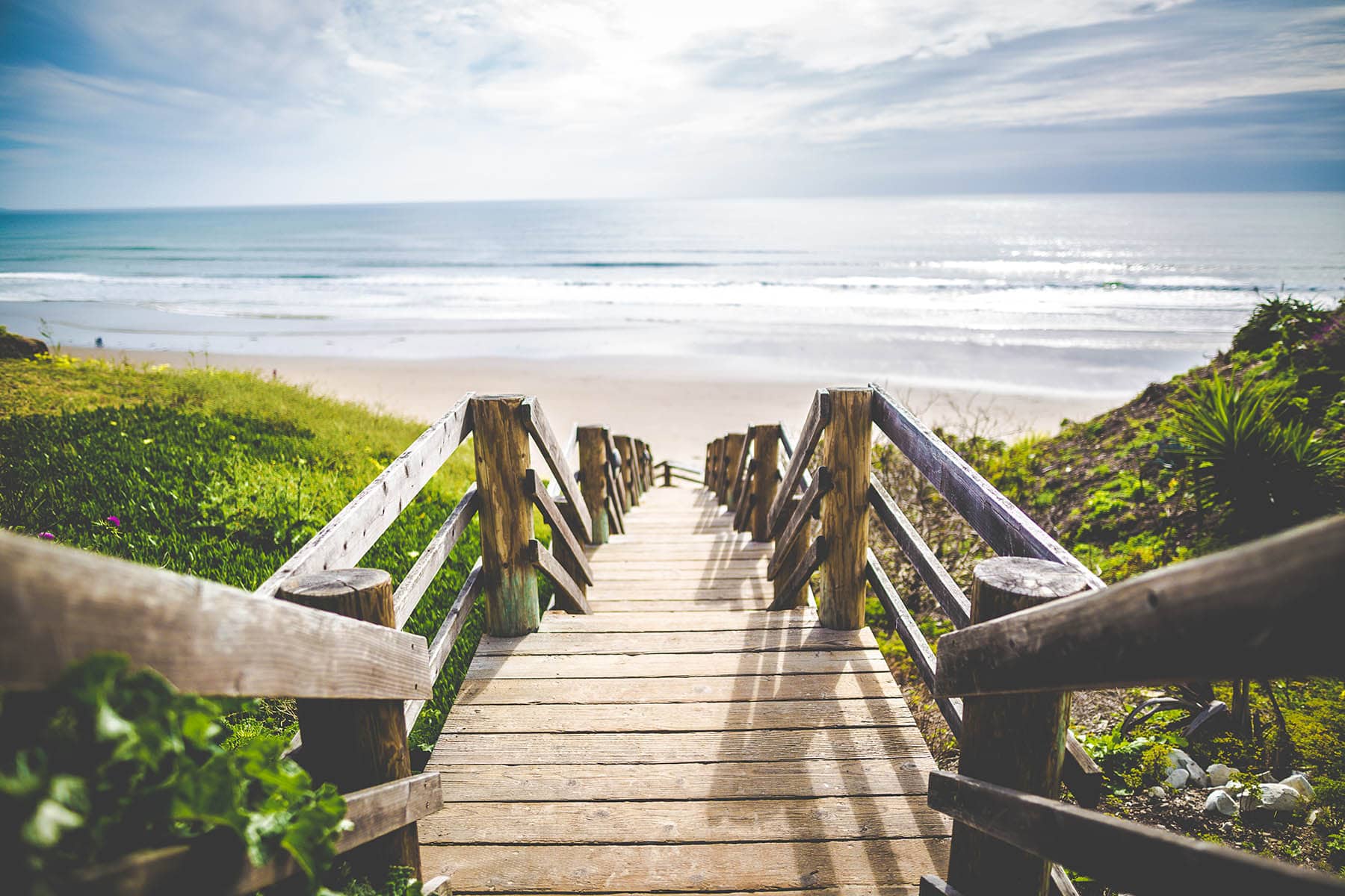 Wooden steps down to the beach
